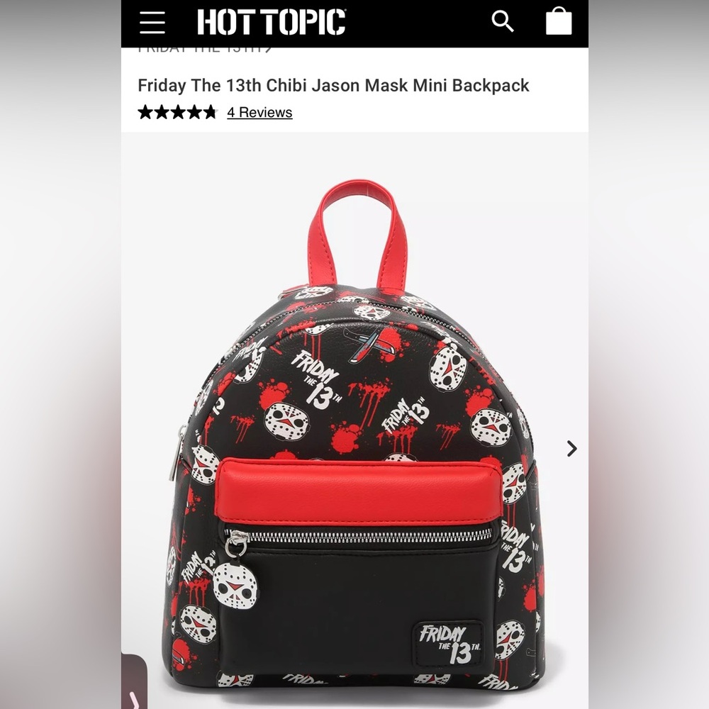 NWT: HOTTOPIC Friday The 13th Chibi Jason Mask Mini BackPack